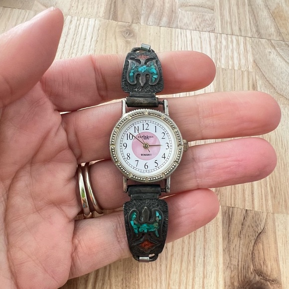 VTG LA Express ladies southwestern Sterling silver eagle watch NEW BATTERY main image 5